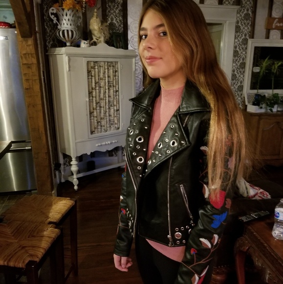 Womens medium m faux leather jacket moto coat - Picture 3 of 4